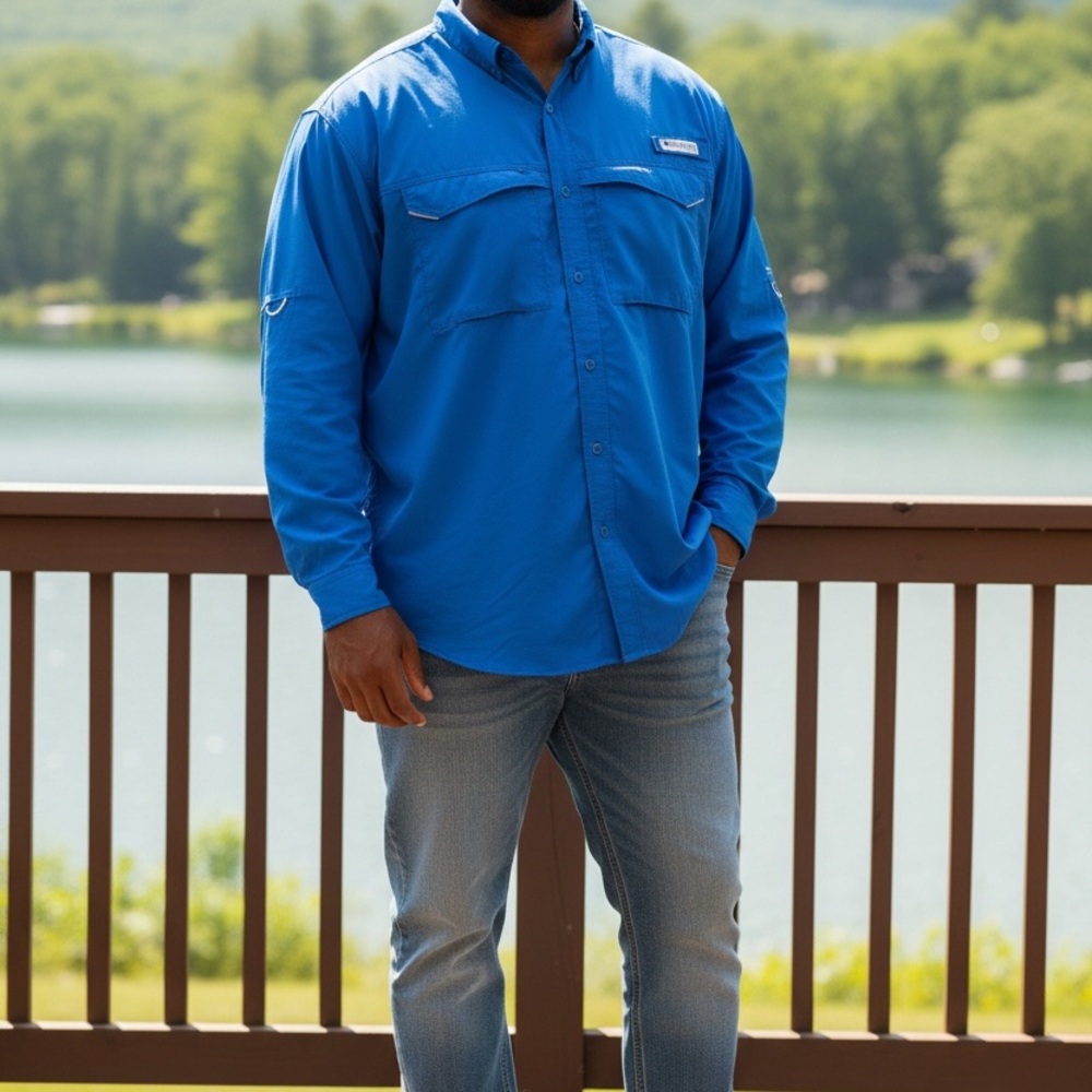 Columbia Bright Blue Outdoor Shirt